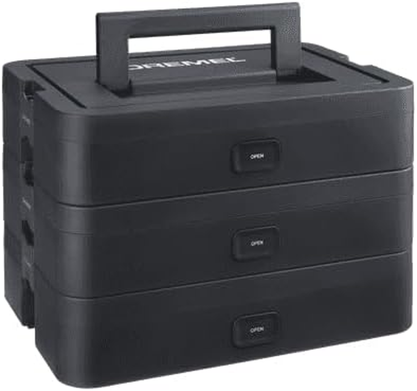 Dremel Tool Storage Box with 6 Dividers and Accessory Holder, Individually Adjustable Organiser for Multitool Accessories, Small Parts, Compact & Stackable Storage System image number 1