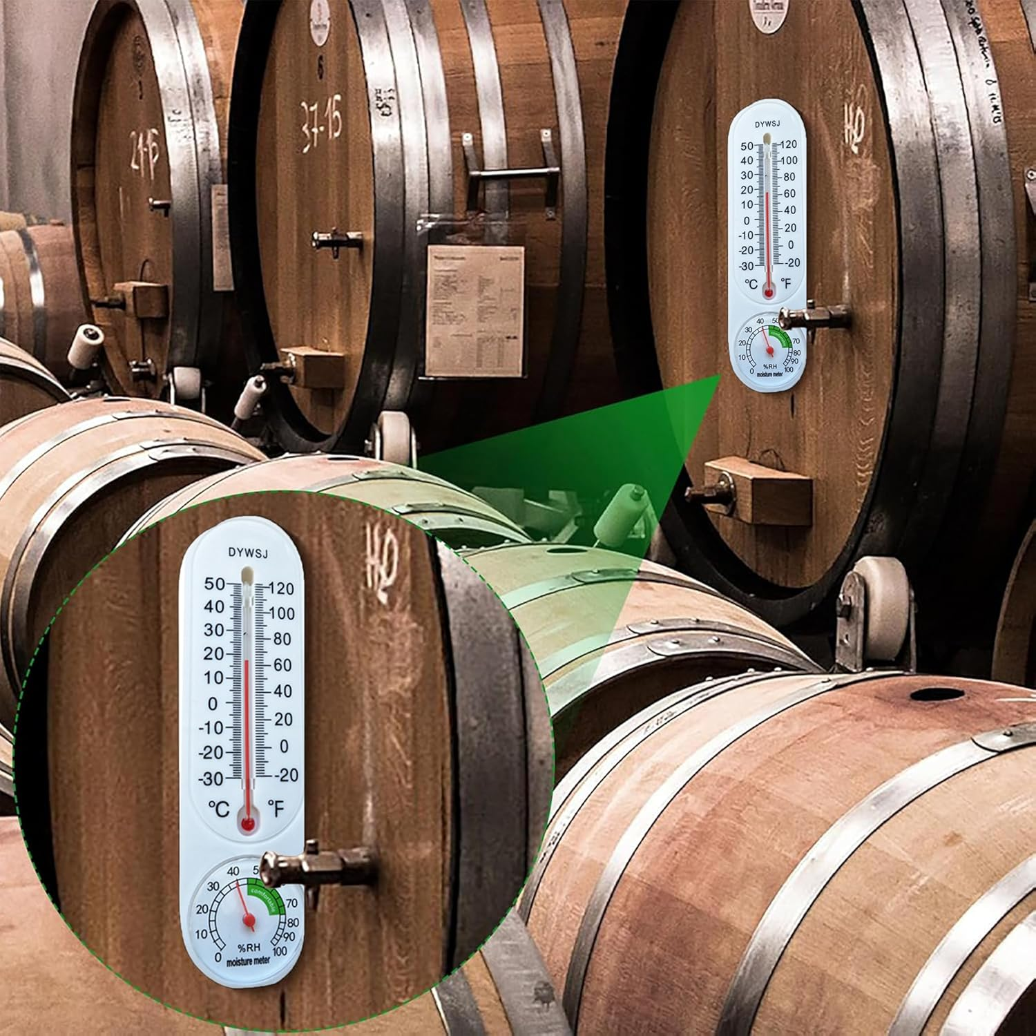 5 Pcs Indoor Outdoor Thermometer,Hanging Thermometer,Vertical Thermometer and Hygrometer,Temperature Humidity Gauge Meter with Celsius/Fahrenheit,For Patio Field Cellar Garden Humidors Greenhouse image number 1