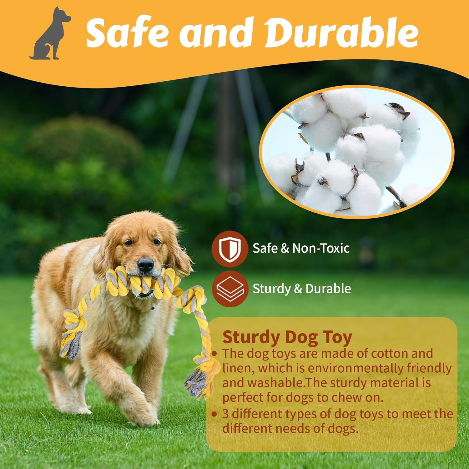 Tug Toy Dog Toy Rope Dog, Pack of 2 Dog Toys Indestructible, 58 Cm + 48 Cm Dog Ropes, Interactive Chewing Toy, Robust Puppy Toy for Medium to Large Dogs and Small Dogs image number 6