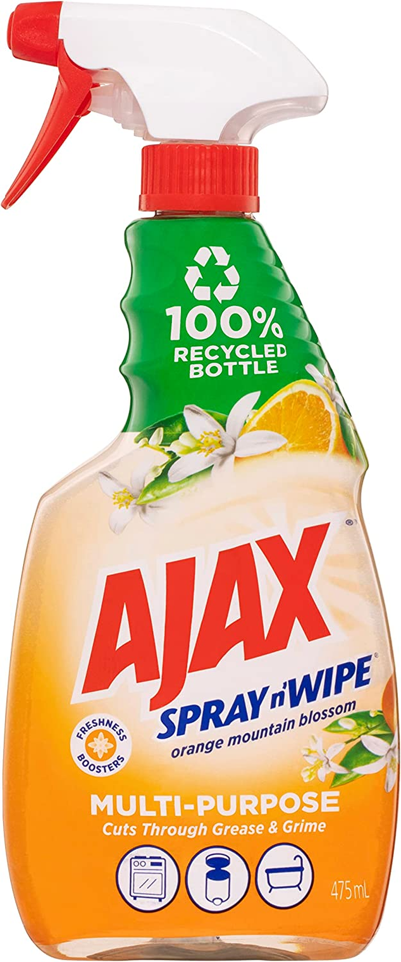Ajax Spray N' Wipe Multi-Purpose Cleaner Trigger, 475Ml, Orange Mountain Blossom Surface Spray, Divine Blends, Household Grade image number 1
