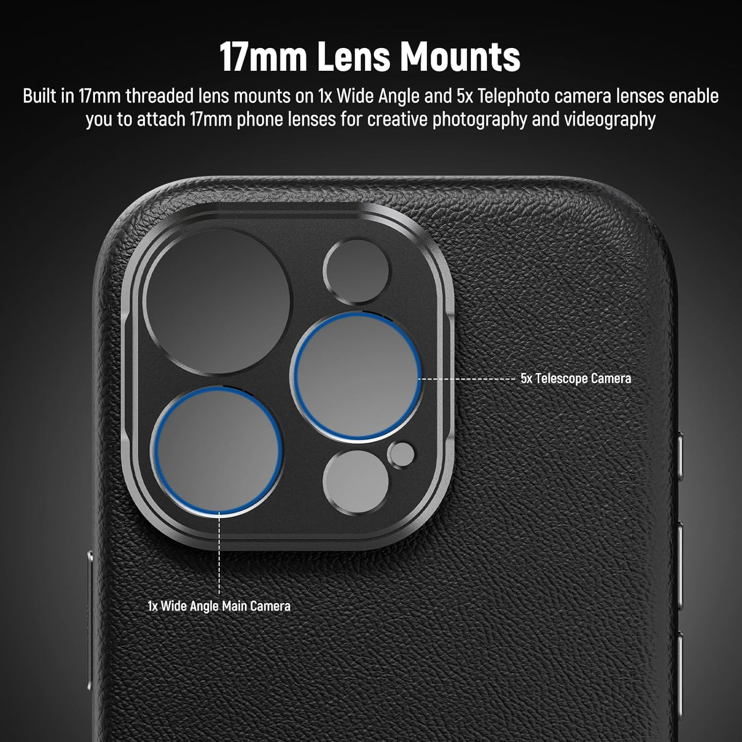 NEEWER Phone Case for 17 Pro Max,Modular Protective TPU/PC Phone Cover with 67Mm Thread Filter Ring,17Mm Lens & T Mount Lens Backplates Compatible with Moment Magsafe Iphone 17 Pro Max,Pa134