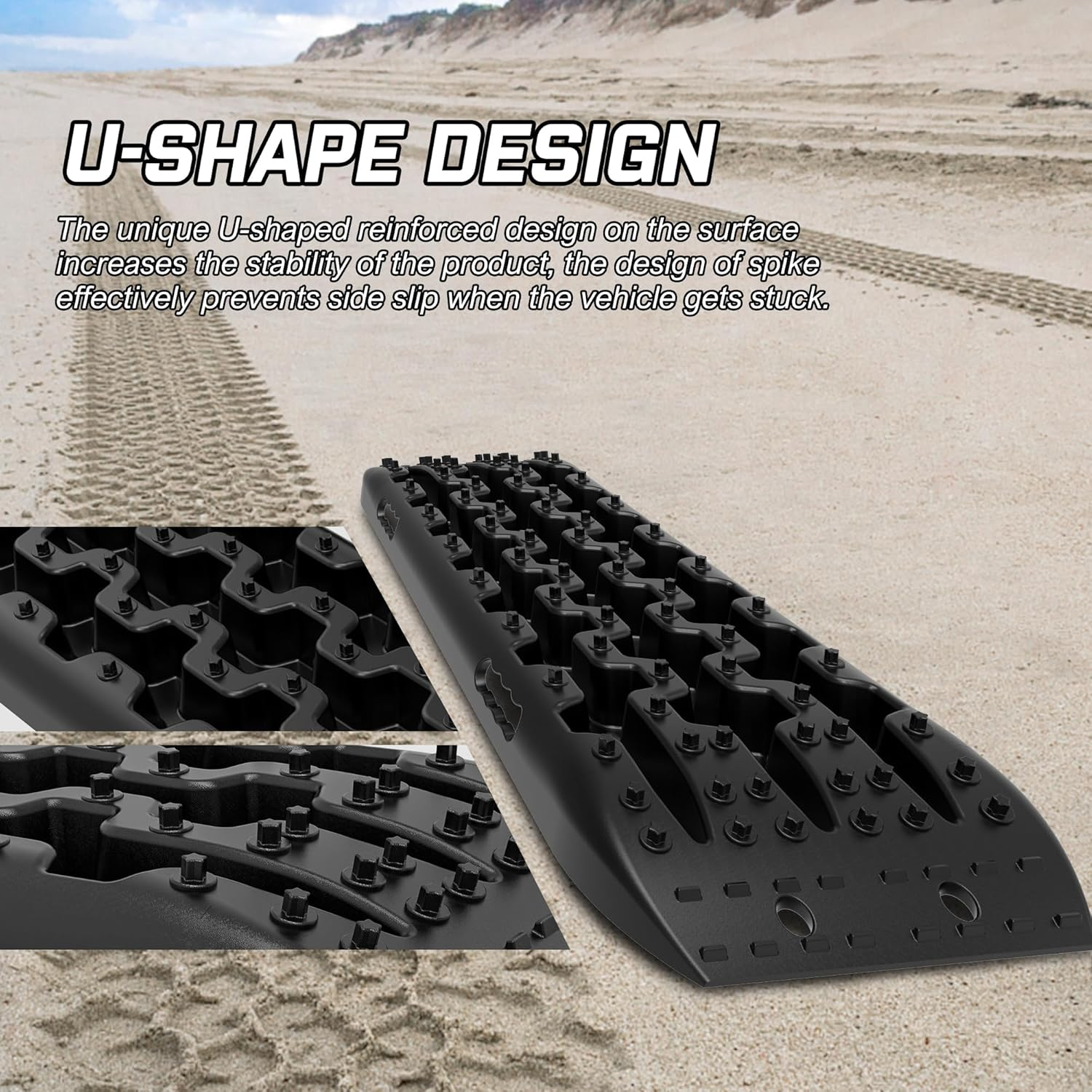 X-BULL Recovery Tracks with Bag Sand Ice Mud Tracks off Road 10T 4WD 4X4 4WD Black image number 3