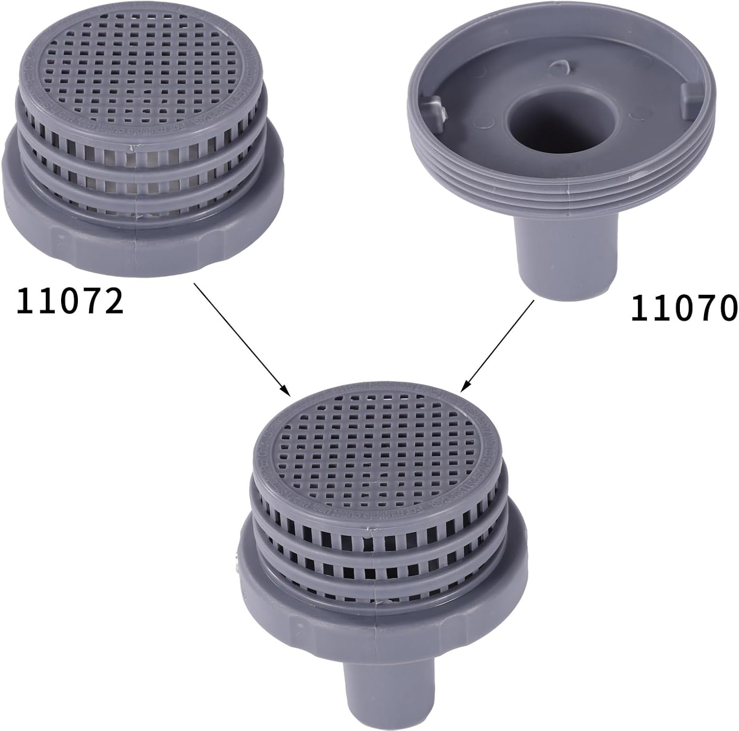 11070/11072 Pool Strainer Replacement Compatible with Intex 25022E, Pool Jet Connector Replacement(Grey)