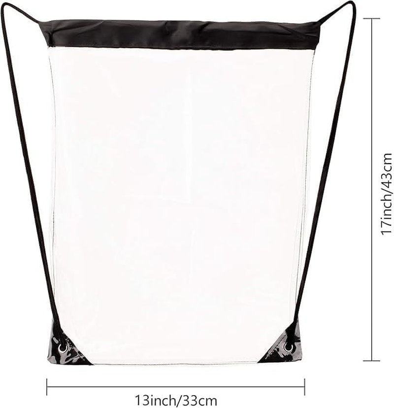 2 Pieces Clear Drawstring Bags, Waterproof Clear Bag for Stadium Colleges Sport Event Work Concert Security Approved, Drawstring image number 2