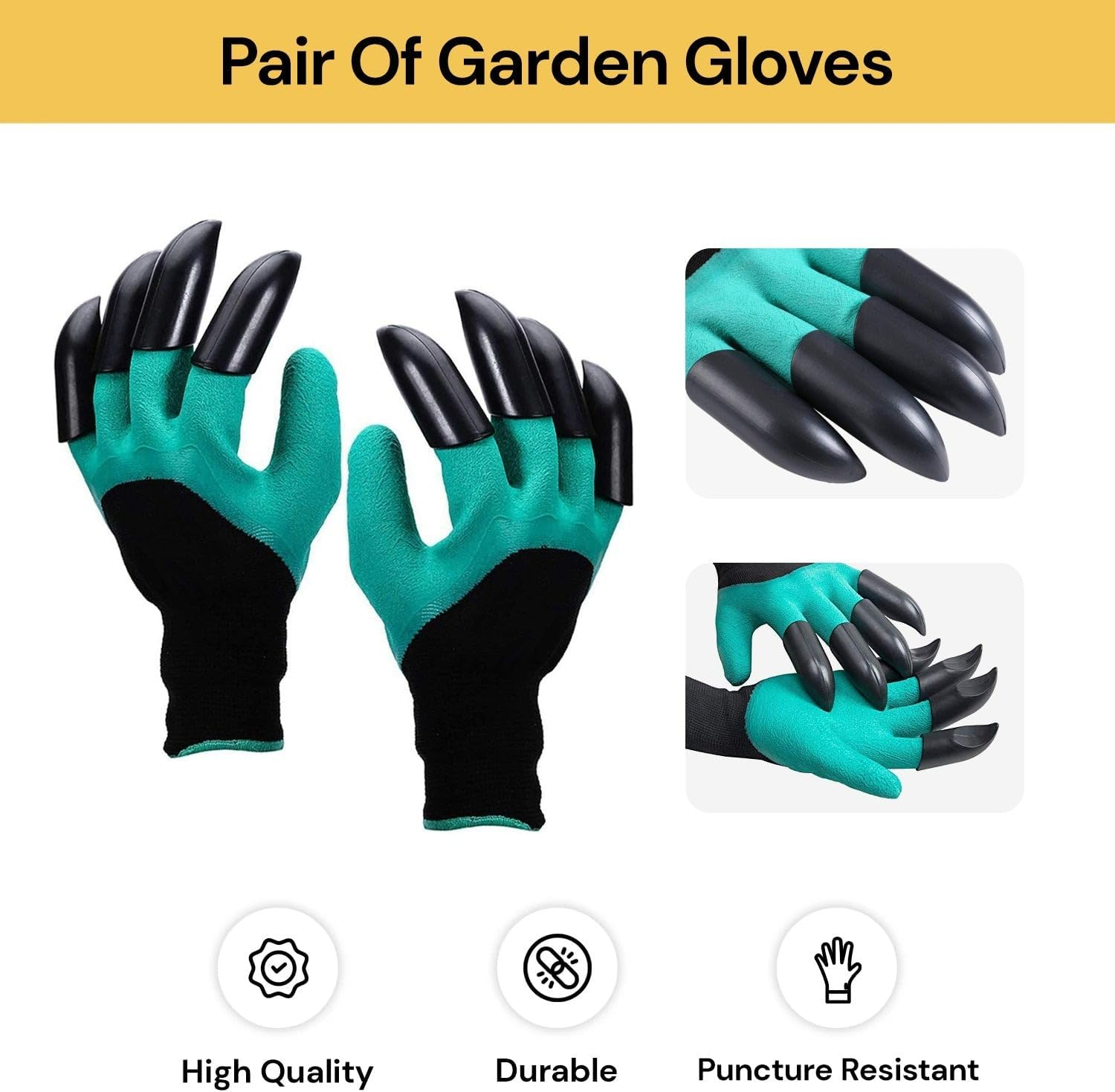 Garden Genie Gloves with Claws, Waterproof and Breathable Garden Gloves for Digging Planting, Best Gardening Gifts for Women and Men (Green Claw 1 Pairs) image number 1