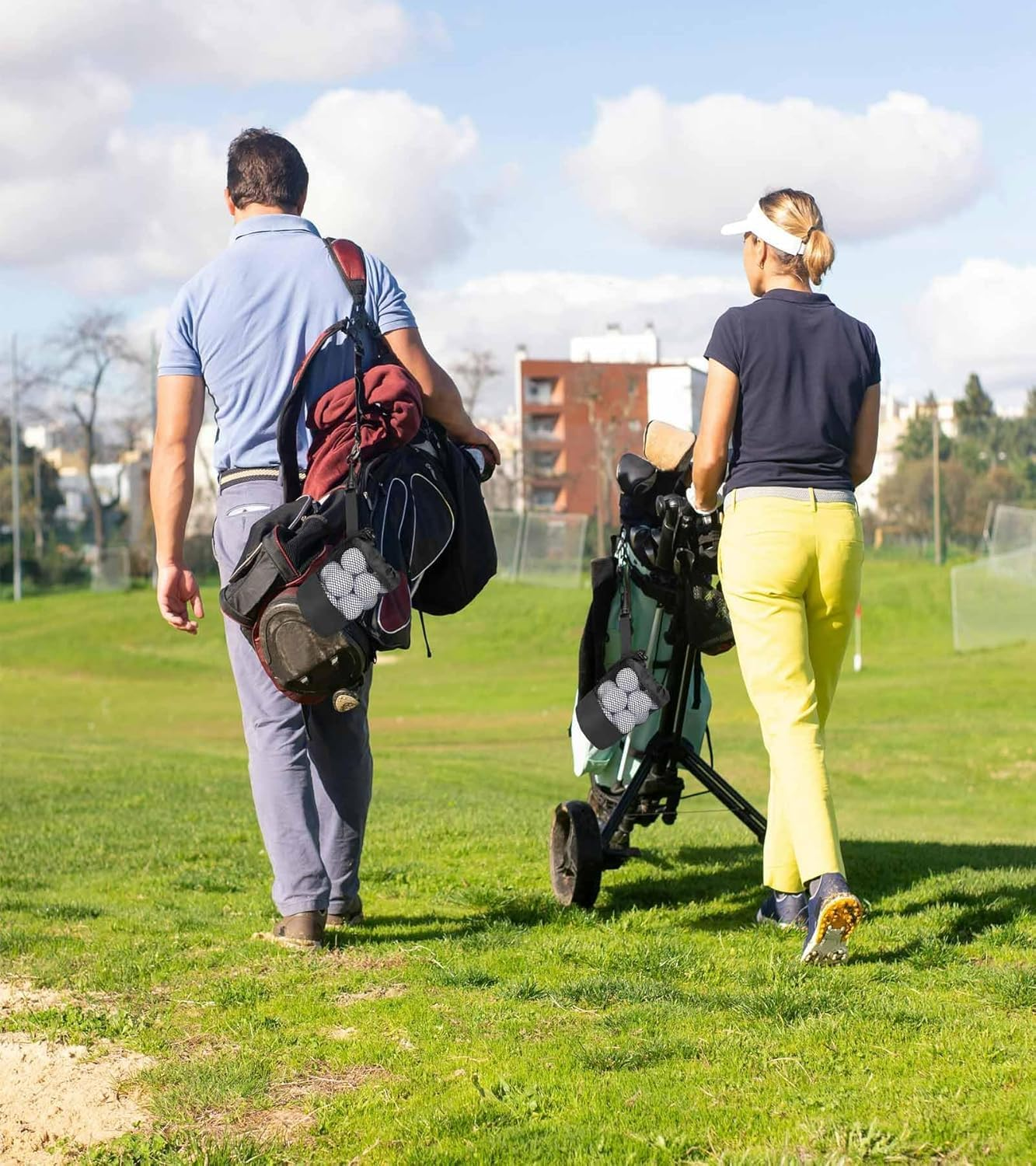 2Pack Golf Ball Storage Bag，Black Golf Ball Pouch Bags with Hooks & Drawstring，Golf Ball Organizer image number 3