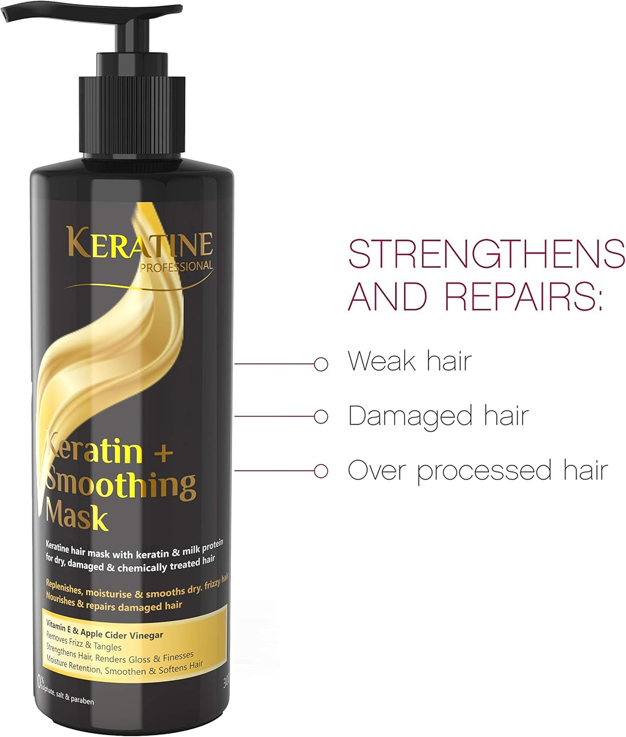 Keratine Professional Keratin + Smoothing Mask (300 ML) image number 4