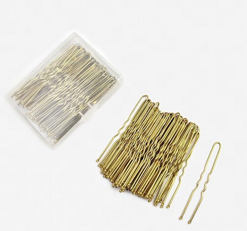 U Shaped Hair Pins,200 Count of Buns Waved Hair Pins for Women Girls with Box for Thin Thick Hair（2.36 Inch ） (Golden) image number 4