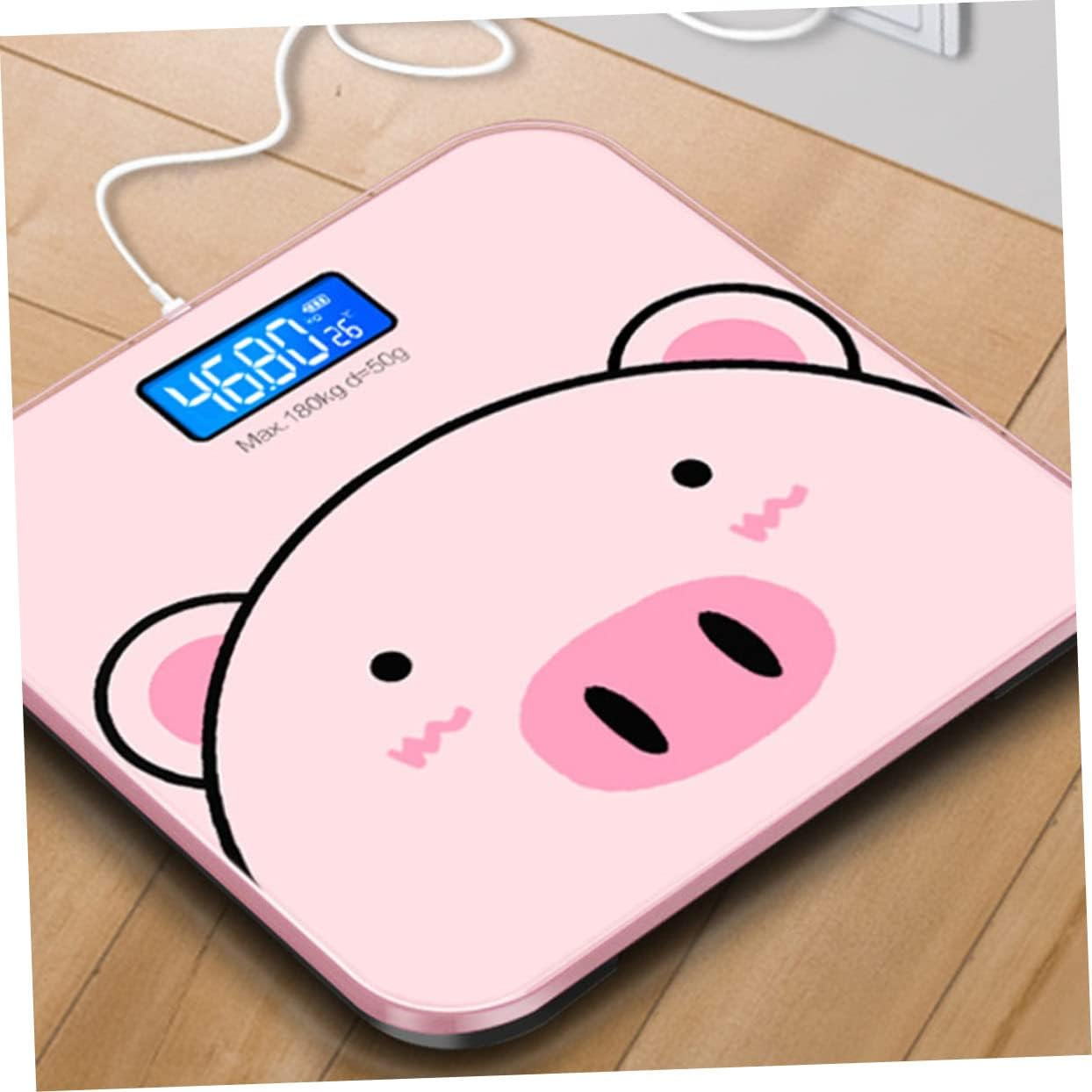 Healeved 1Pc Cartoon Electronic Body Scale with Usb Charging Tempered Accurate Measurement for Home Use Present for Enthusiasts