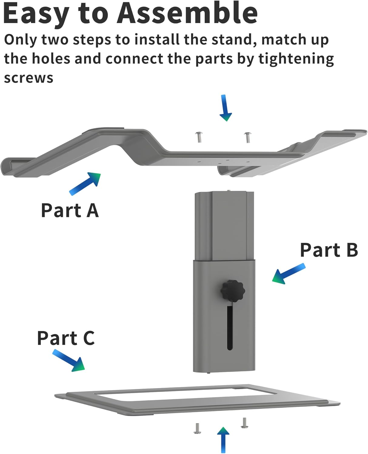 Soundance Adjustable Laptop Stand for Desk, Computer Stand, Ergonomic Laptop Riser Holder Compatible with 10 to 17.3 Inches Notebook PC Computer,Grey image number 6