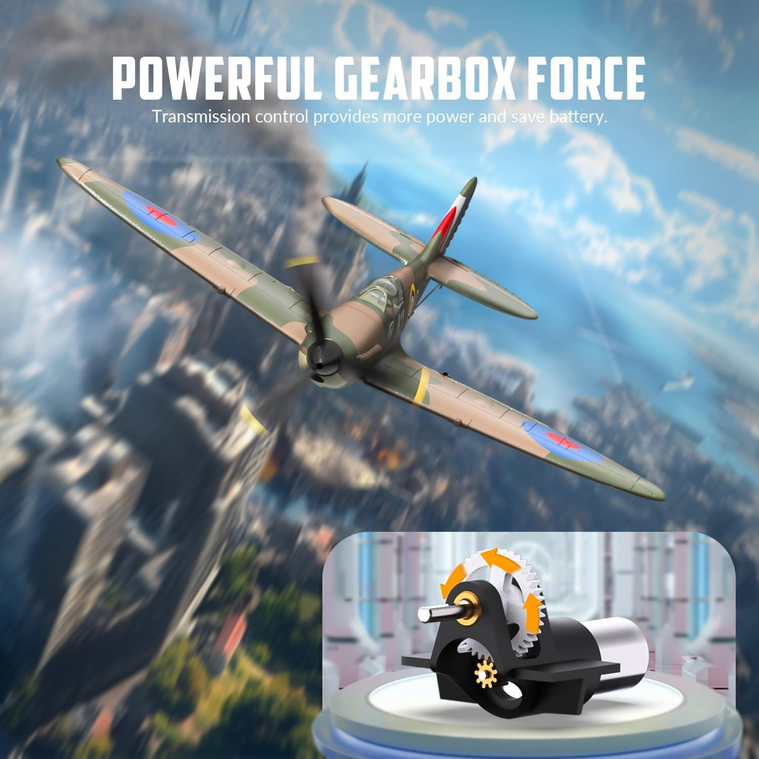 VOLANTEXRC RC Plane 4-CH Remote Control Plane Ready to Fly Spitfire Remote Control Plane for Beginners with Xpilot Stabilization System, One Key Aerobatic for Adults (761-12RTF)