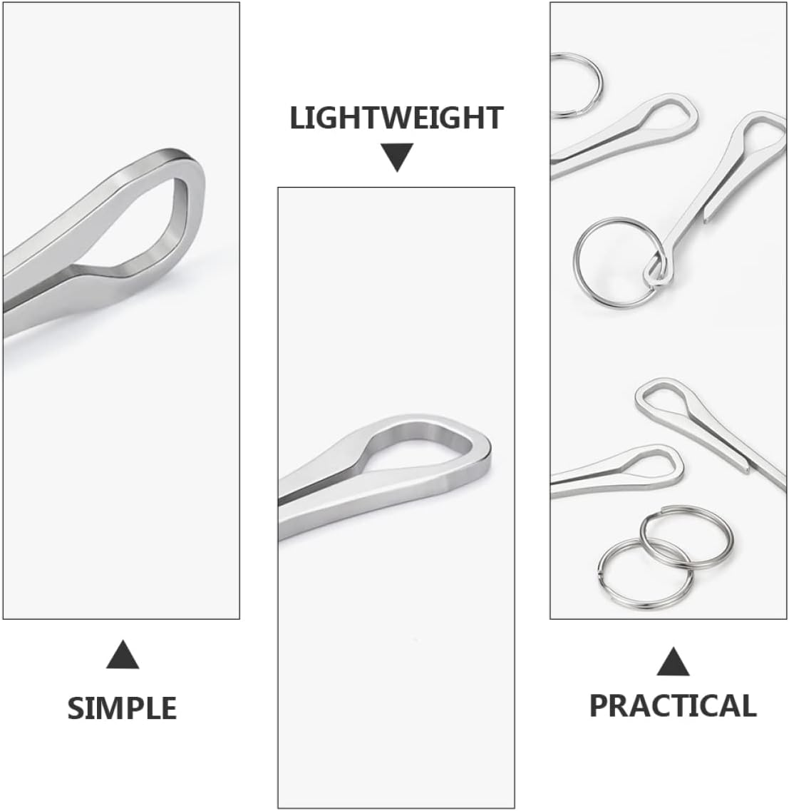 POPETPOP 2Pcs Stainless Steel Keychain Hooks for Bag Quick-Release Buckle Key Ring Hanging Buckles Practical Keychain Clips for Keys Wallet Pouch