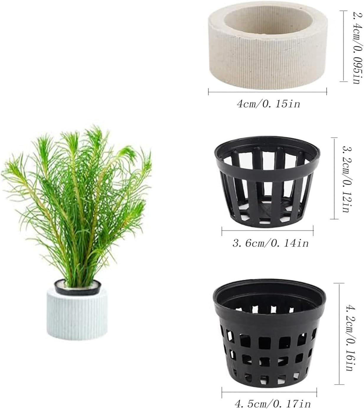 Hysgscwd 15Pcs Aquatic Plants Fixed Ring Set, Aquarium Planting Baskets Rings, Anti-Floating Ceramic Aquarium Plant Rings, Landscape Weights Pots Fixed Ring, Fish Tank Plant Cup Decoration Accessories image number 2