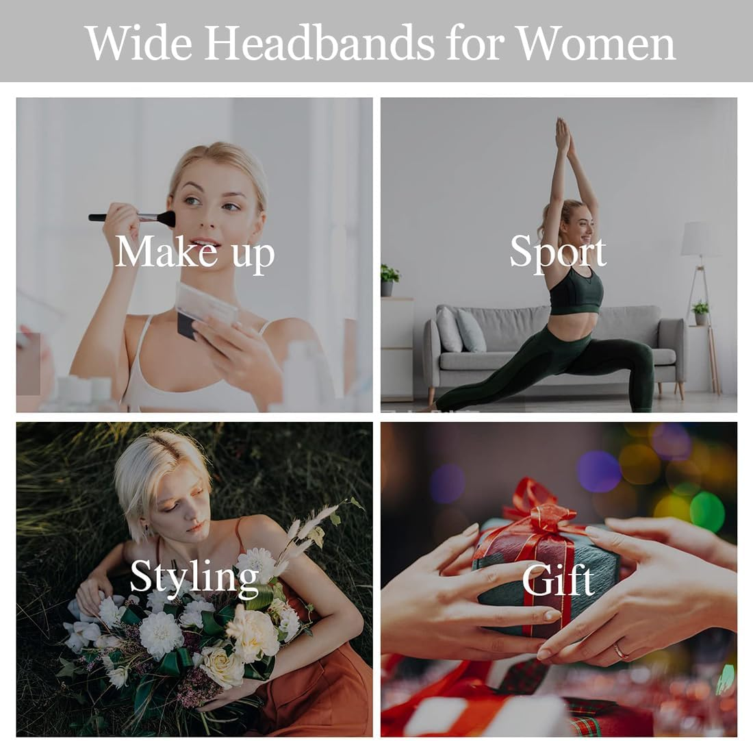 Pack of 6 Headbands for Women Non-Slip Short Hair Yoga Workout Running Sports Elastic Hair Bands for Women Hair Straw Turban Hair Wrap for Girls Leopard Print