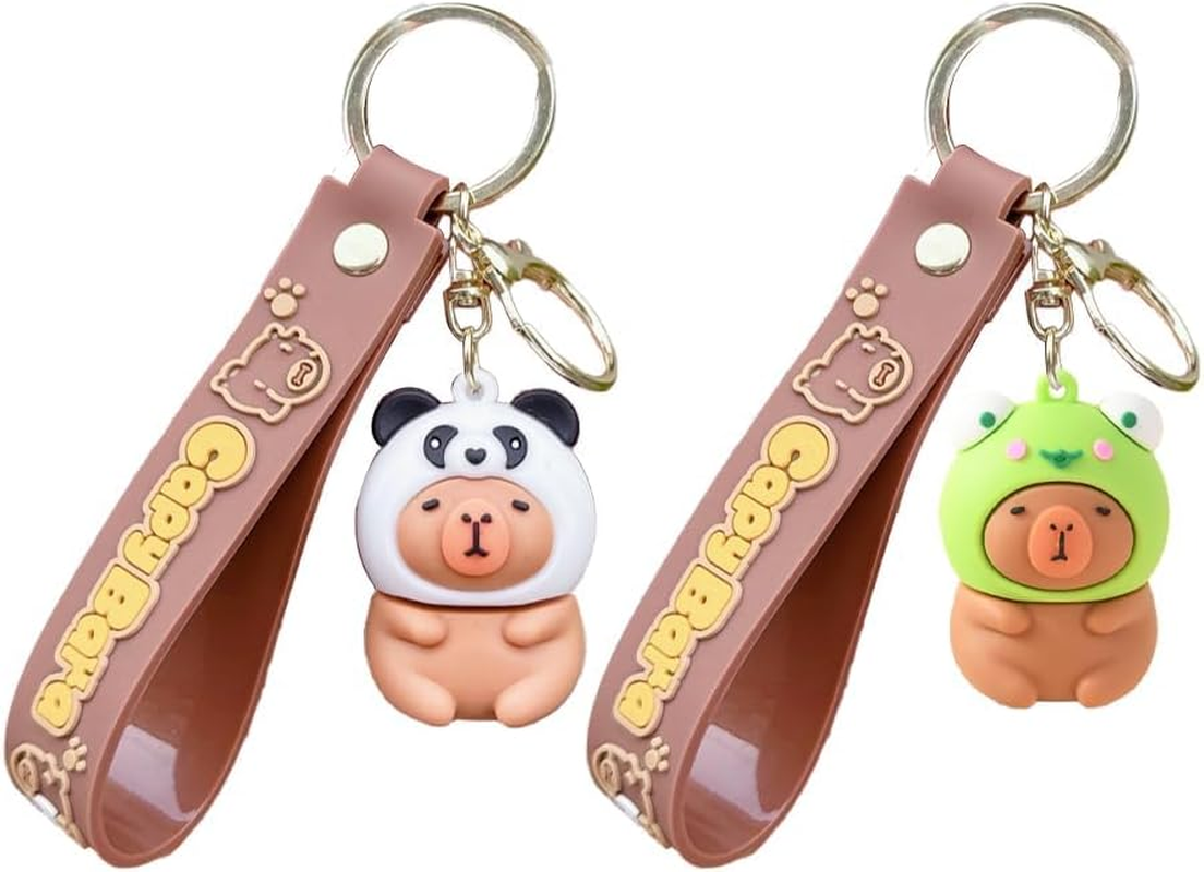 Capybara 2 X Cartoon Animal Shaped Keychain, Keychain for Bag Accessories, Birthday Gift for Children image number 4
