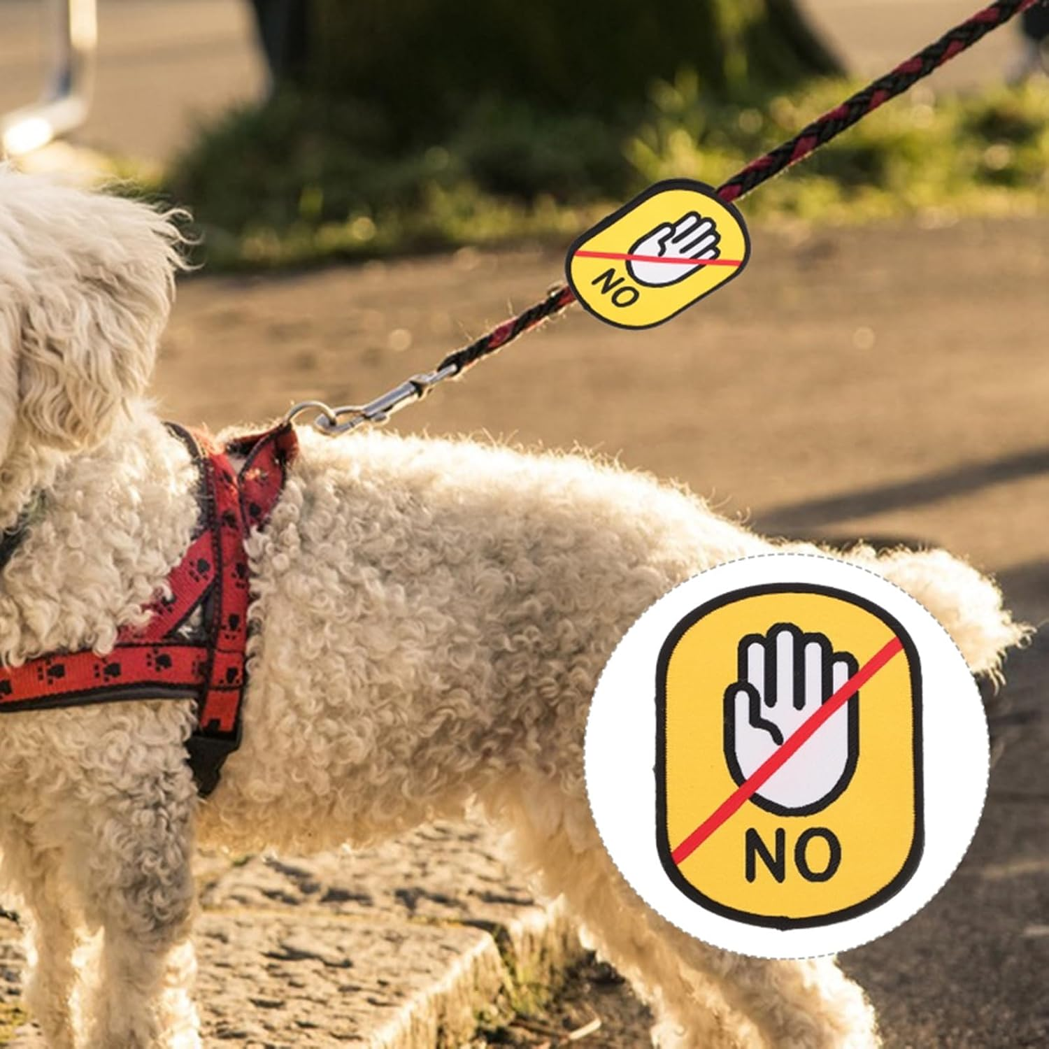 2Pcs/Set Outdoor Pet Dog Social Identity Badge, Dog Funny ID Tags Patch, Tear Resistant Dog Social Recognition Decals,Removable Waterproof Pet Social Labels for Dog Lover(No Touch+Danger)