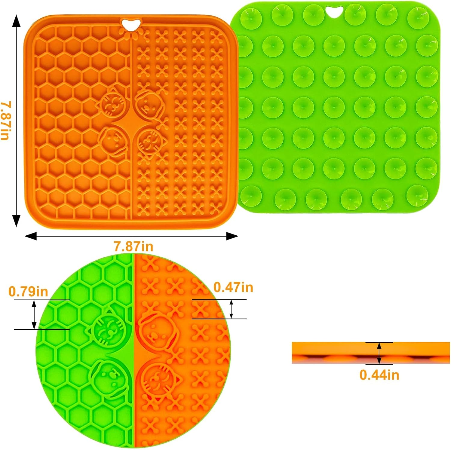 KIKNIN Licking Mats for Dogs and Cats 2PCS, 7.9 * 7.9Premium Lick Pad with Suction Cups for Dog Anxiety Relief, Dog Cat Peanut Butter Lick Pads for Boredom Reducer, Dog Food Mat for Bathing Grooming image number 1