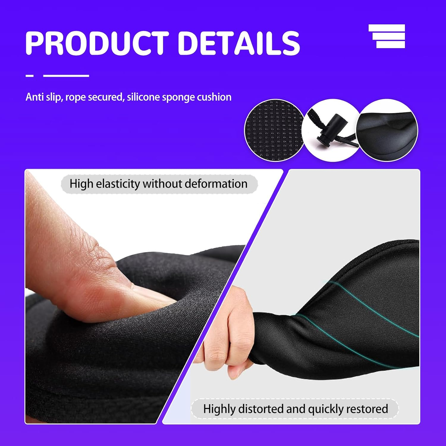 Gel Bike Seat Cover Cushion,Universal Bicycle Saddle Cover with Non-Slip Base,3D Relief Design for Road Mountain Spin Bikes,Comfortable Cycling Seat Pad Black image number 1