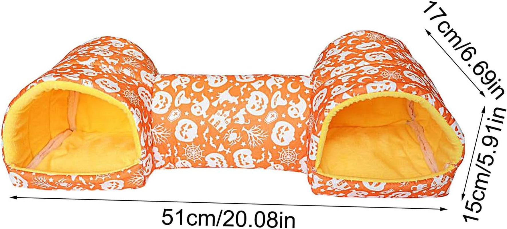 Ferret Tunnel - Soft Interactive Washable Christmas | Bunny Toys Hamsters Tunnels Tubes - for Chinchillas, Rabbits, Squirrels, Pets, Small Animals - Orange image number 6