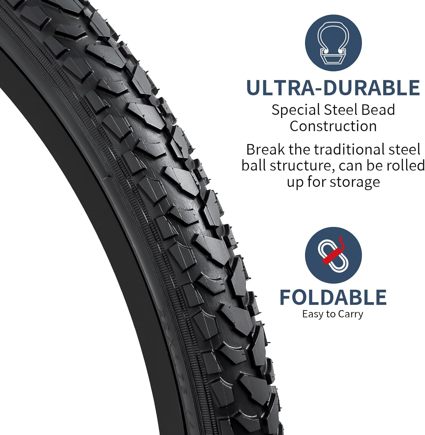 Yunscm 2 Pcs,22X1.75 Bike Tires,22X1.75 47-584 Bike Tyres + 22X1.75/2.25 Heavy Duty Bike Inner Tube Schrader Valve 32Mm +Tire Lever,Mountain Bike Tire 22 1.75,MTB Tire 22 1.75,Y-108 image number 5