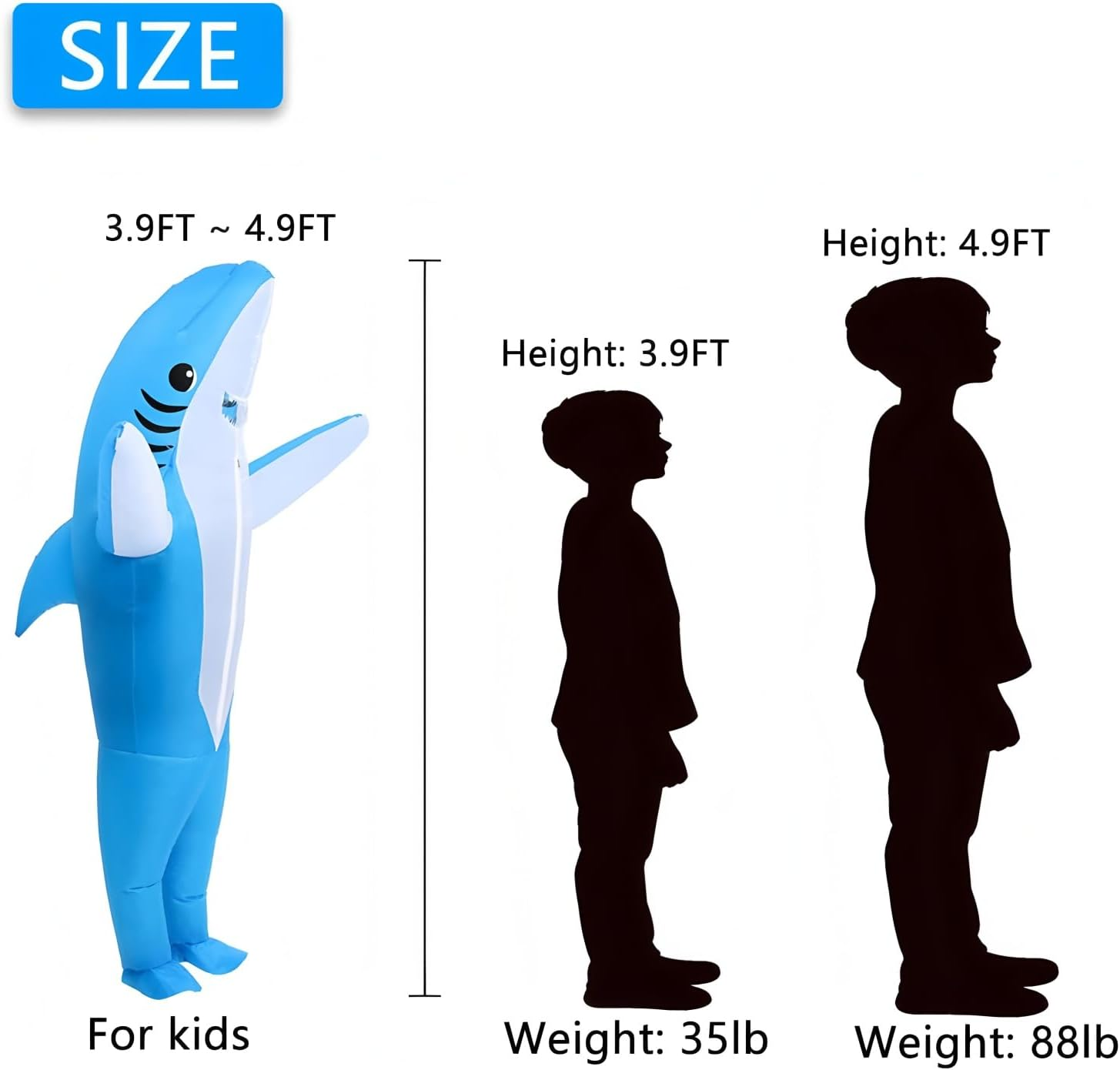 Eukalink Inflatable Shark Costume Adult Blow up Fancy Dress for Halloween, Parties Blue image number 1