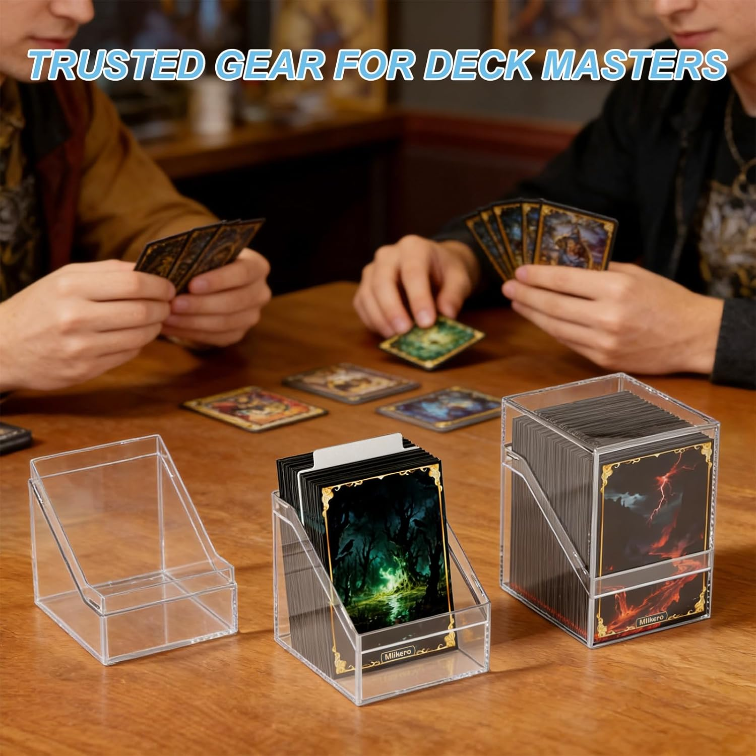 Mlikero 6 Pack Card Deck Cases,Acrylic Box for Trading Cards,Sturdy Storage Boxes Holding 100+ Sleeved Cards with Dividers,Clear and Black Fit MTG , Baseball Cards, Sport 3 Black+3 White ,0803 image number 5