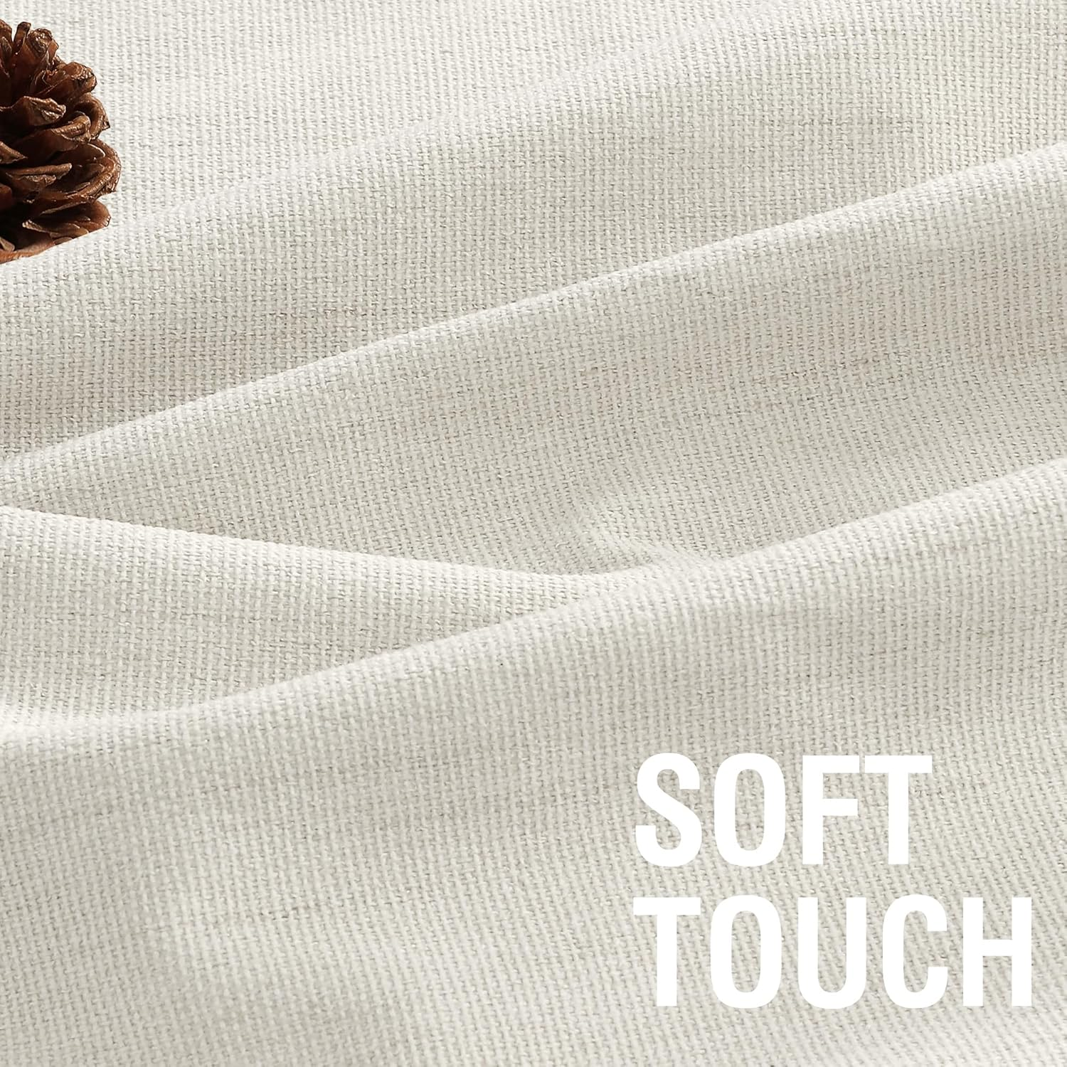 Blackout Curtains Linen Textured Thick Chenille Thermal Curtains Block Out Light and Heat Eyelet Curtains for Bedroom Blockout Curtains 243Cm Drop for Lounge and Spare Room, Heather Ivory