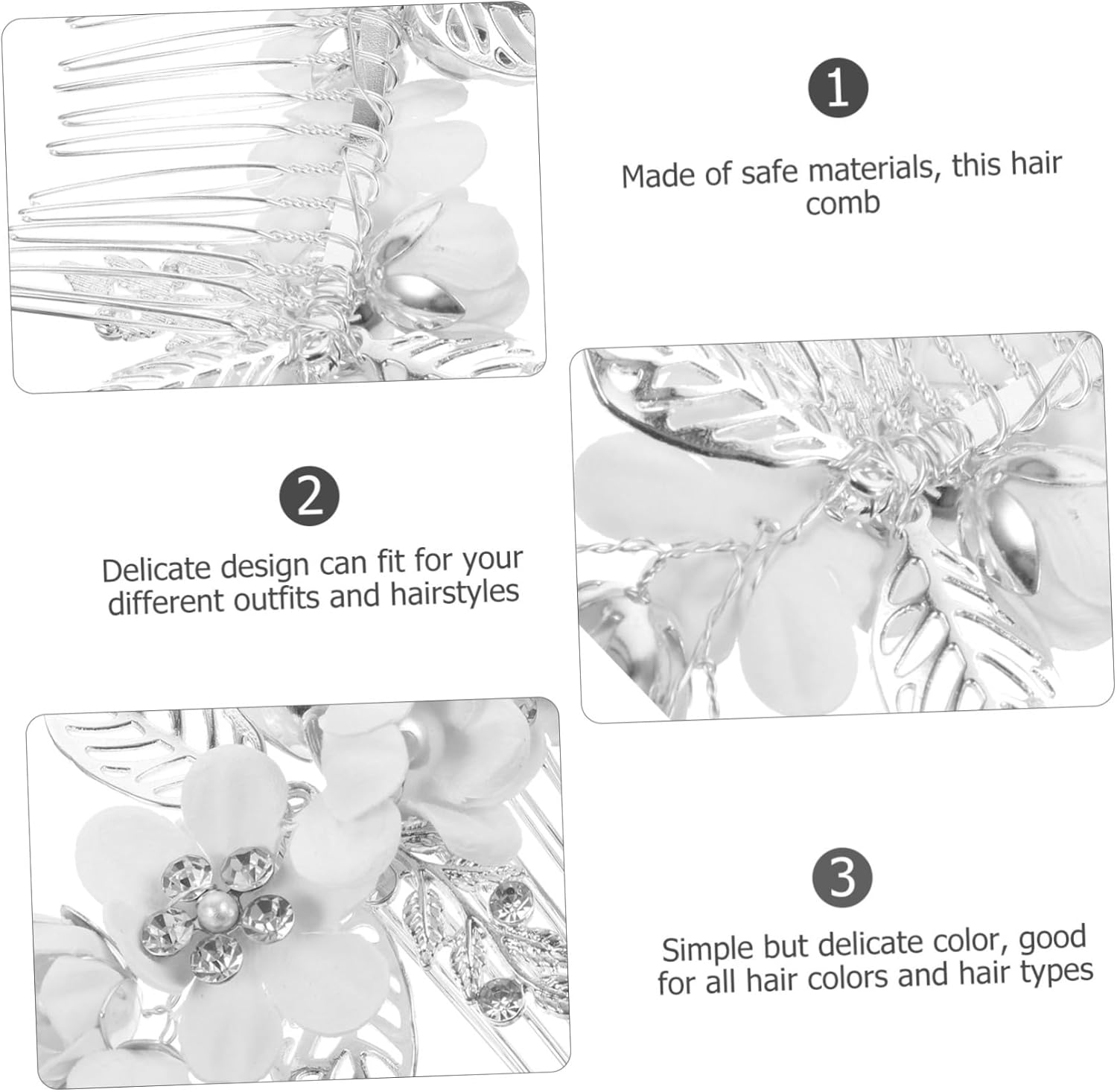 CAXUSD 1Set Bridal Hair Comb and Pin Rhinestones Elegant Flower Accessories for Weddings Engagements and Prom for Women and Girls image number 4