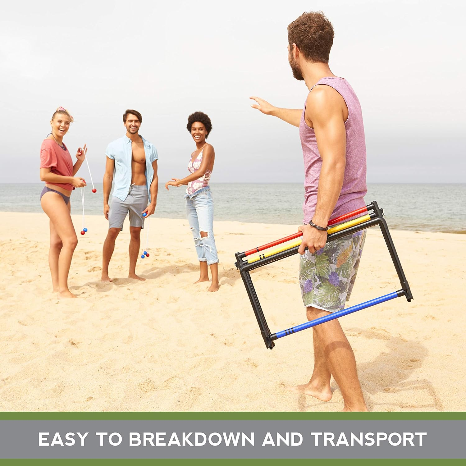 Franklin Sports Ladder Ball Set &mdash; Includes 2 Ladder Ball Targets with Weighted Bases and 6 Bolas &mdash; Ladder Golf Toss Outdoor Game for Beach or Backyard Fun &mdash; Professional, American, and Family Set Options image number 1