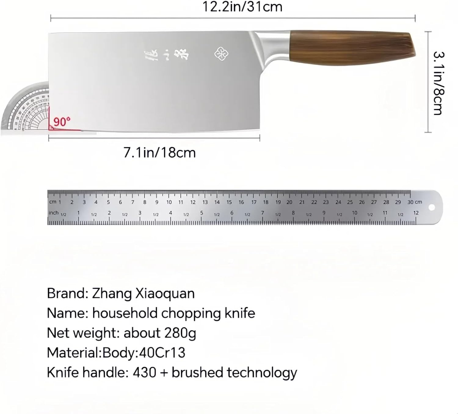 ZHANG XIAO QUAN since 1628 3-Piece Culinary Knife Set - Professional Chef'S Knife, Robust Cleaver & Powerful Bone Chopper - Cleaver Knife image number 4