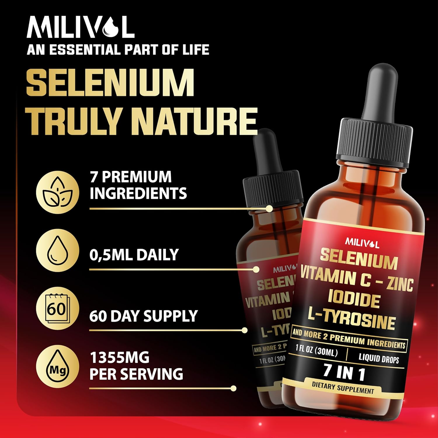 7In1 Selenium Liquid Drops &ndash; 200Mcg Selenomethionine for Men & Women &ndash; Pure Thyroid Support Supplement &ndash; High Absorption Tincture &ndash; for Immune & Energy Support - 30Ml - 60 Day Support image number 6