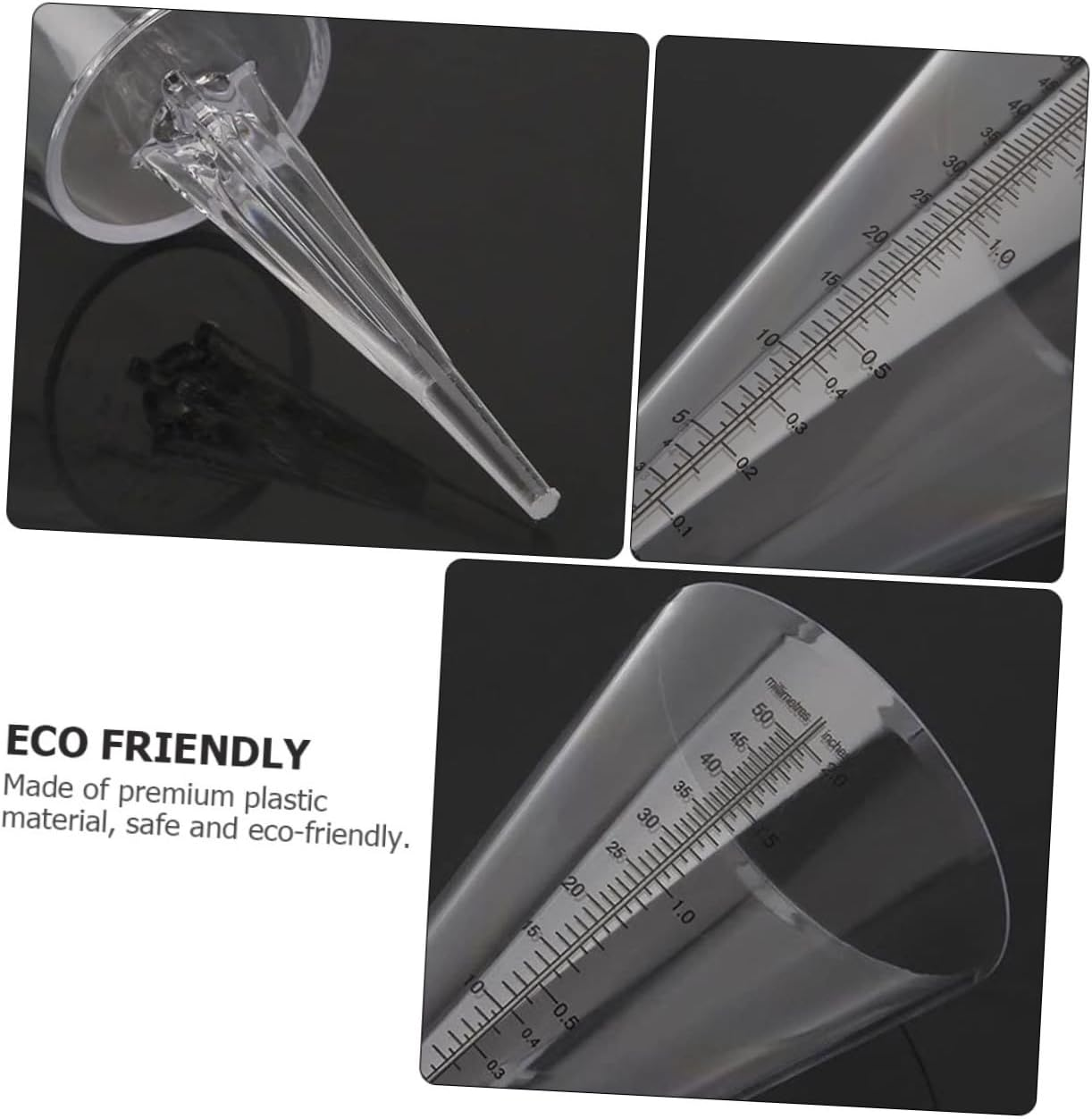 2Pcs Transparent Cone Shaped Rain Gauge with Scale Outdoor Plastic Rainfall for Garden Lawn Accurate Measurement Tool image number 3