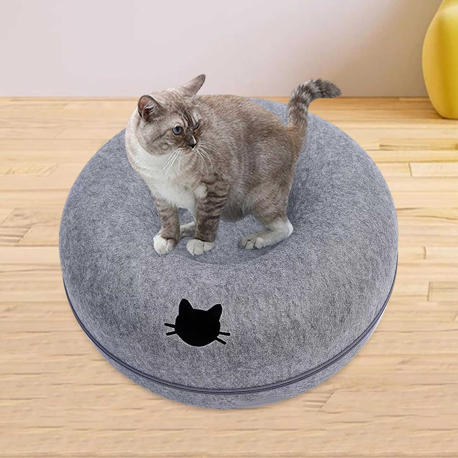 Dickly Cat Tunnel Bed Donut Cat Cave for Multiple Cats Washable Zipper Detachable Universal for All Seasons for Indoor Cats Cat Cave Donut Bed, Dark Blue 50Cm - Blue 60Cm image number 4