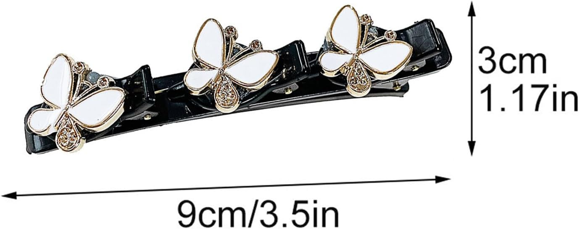 Braided Hair Clips with Sparkling Crystal Stone and 3 Small Clips Beaded Hairpin Duck Bill Clip Braided Hair Clip with Rhinestones for Women as a Gift (Style: D) image number 3