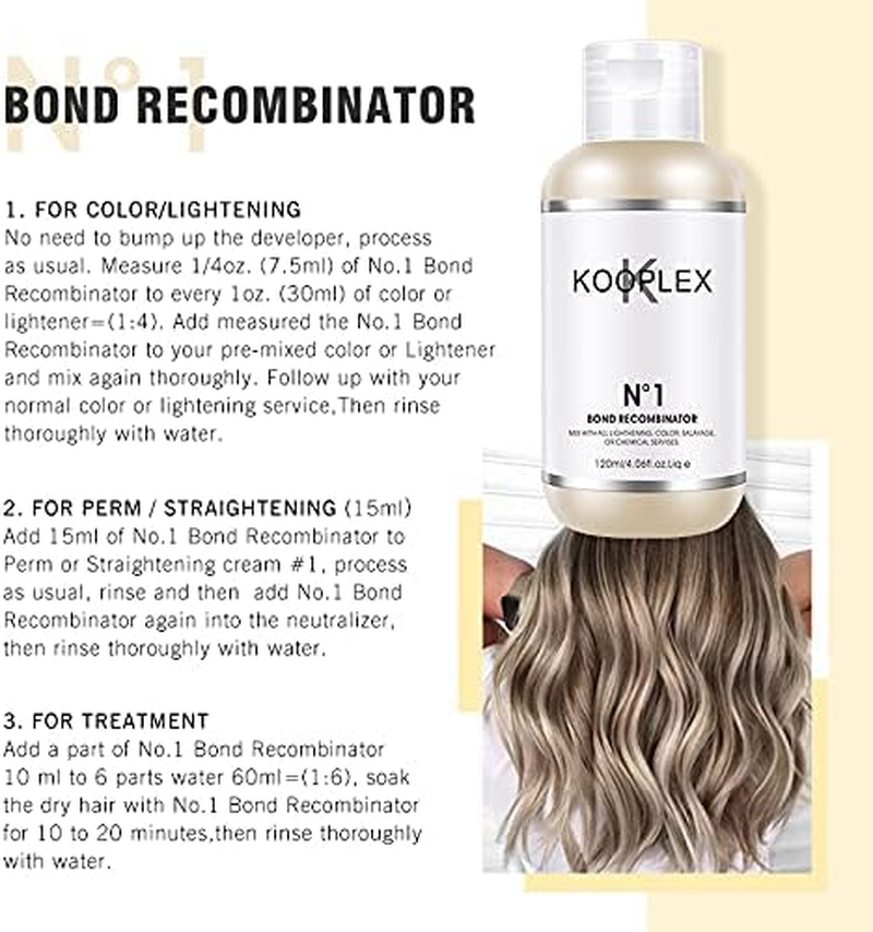 Kooplex Salon Bonding Treatment Kit for Bleaching and Colouring & Keratin Protection for All Hair Types, No1 (120Ml) & No2 (240Ml) image number 3