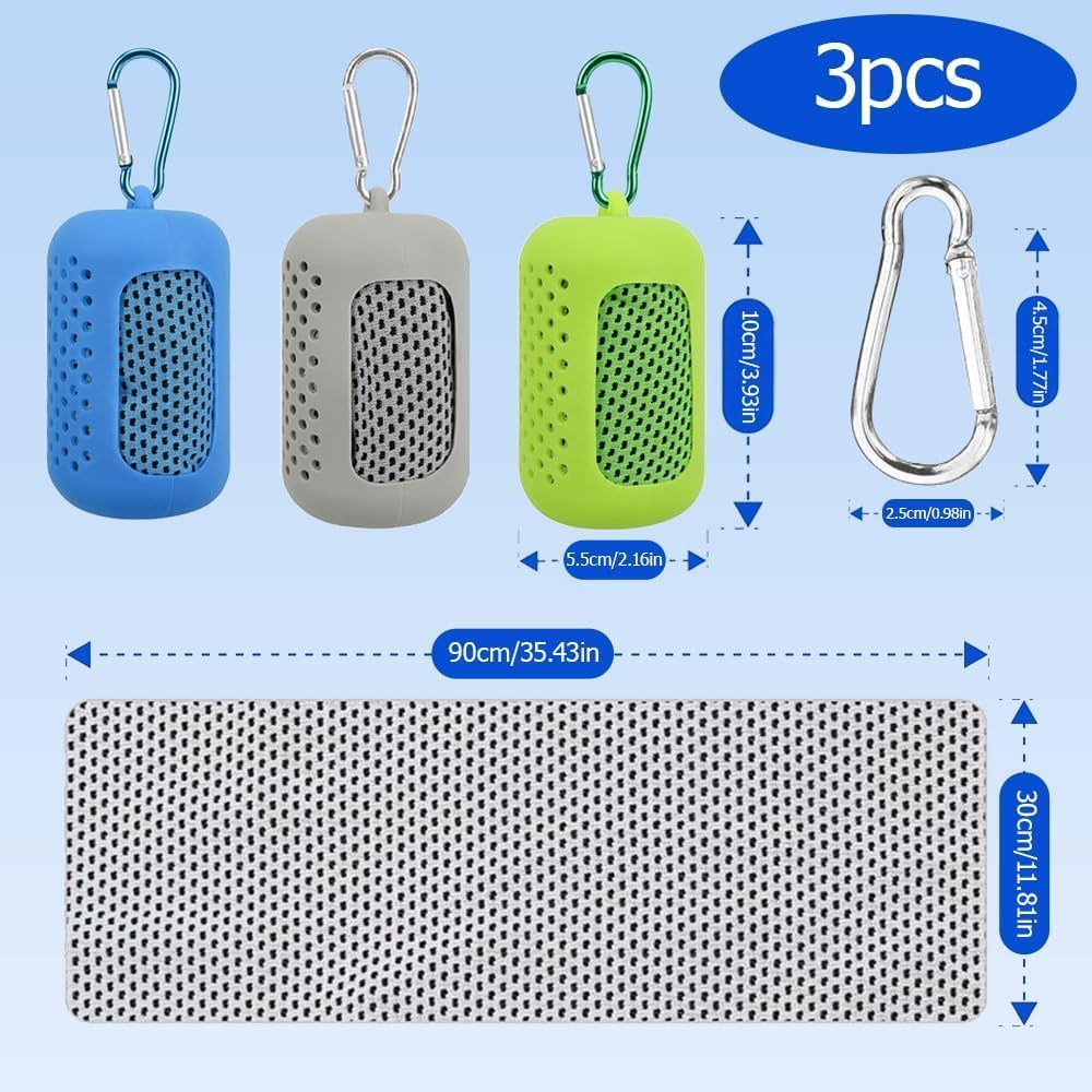 Silicone Set Cooling Towels, 3 Piece Portable Silicone Cooling Towel Soft Microfiber Gym Towels, Cooling Towels Gym Ice Towel Fast Drying with Case image number 4