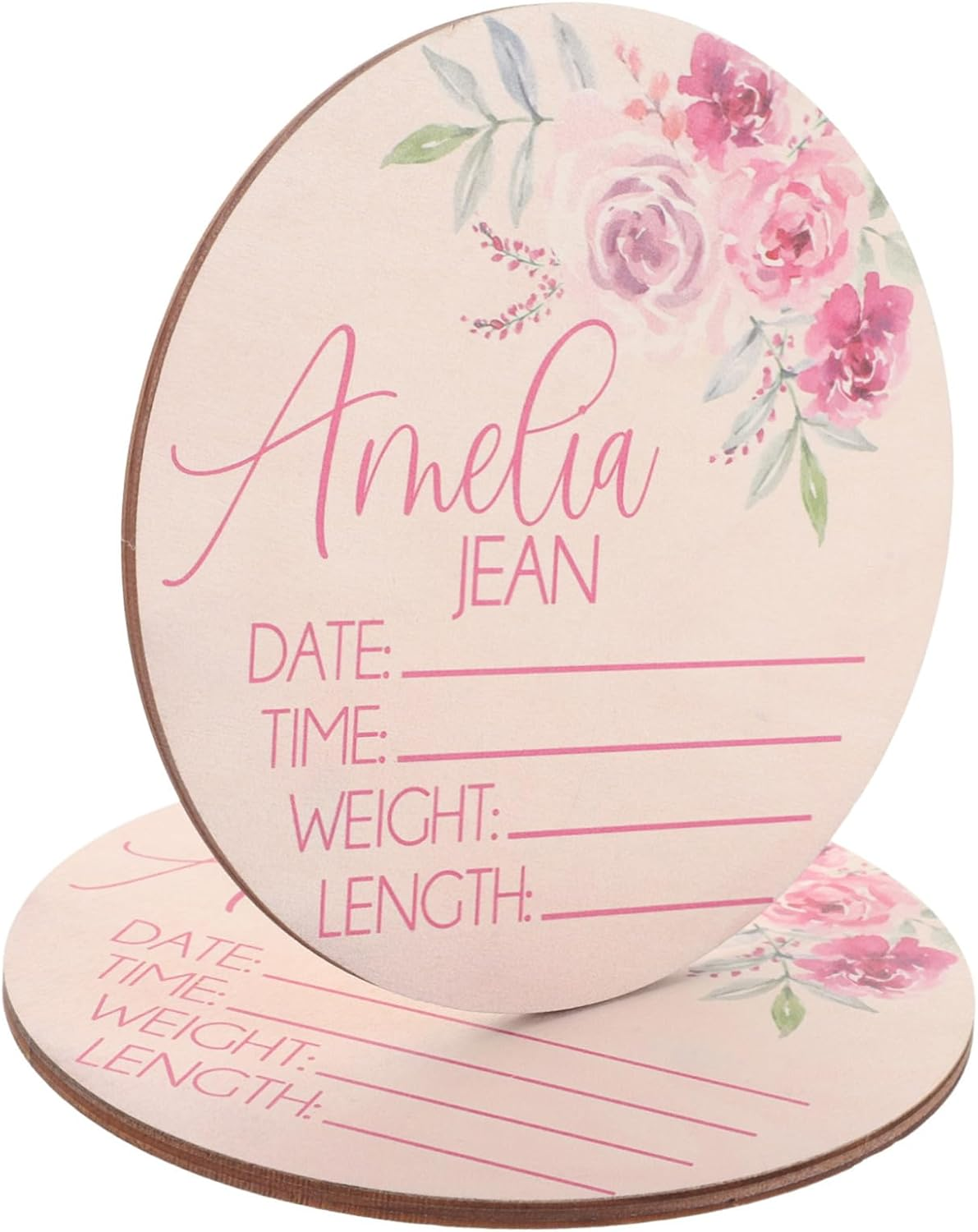 2Pcs Wooden Newborn Birth Announcement Name Sign Plaque for Decor Nursery Name Signs for Boy Newborn image number 6