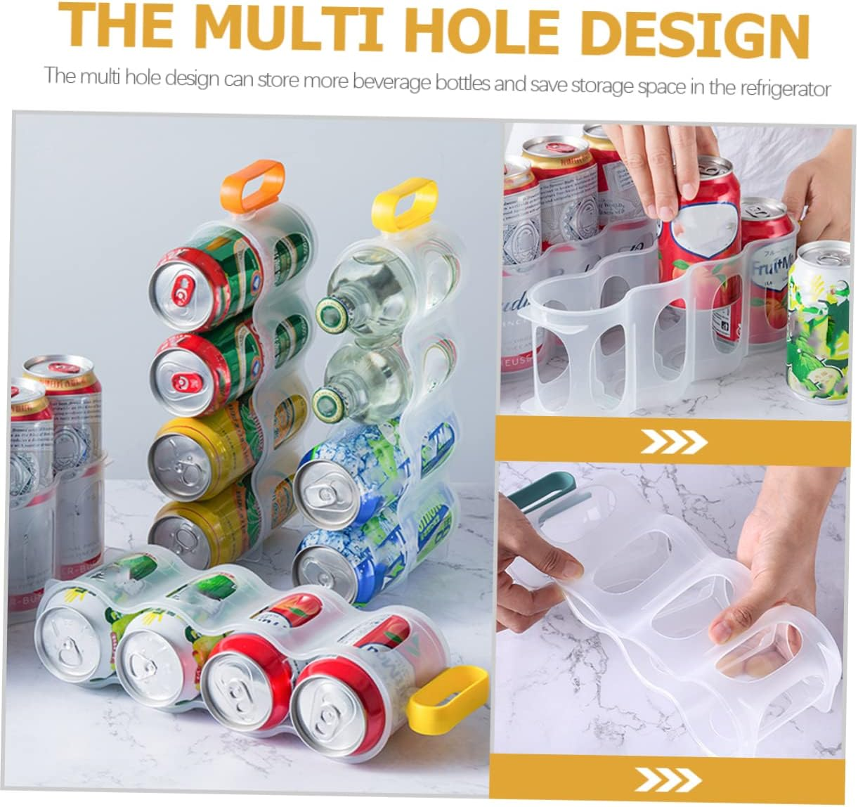 Beverage Can Organizer for Refrigerator 3-Pack Clear Plastic Can Holders Space-Saving Drink Storage Rack for Kitchen Bar Pantry image number 5