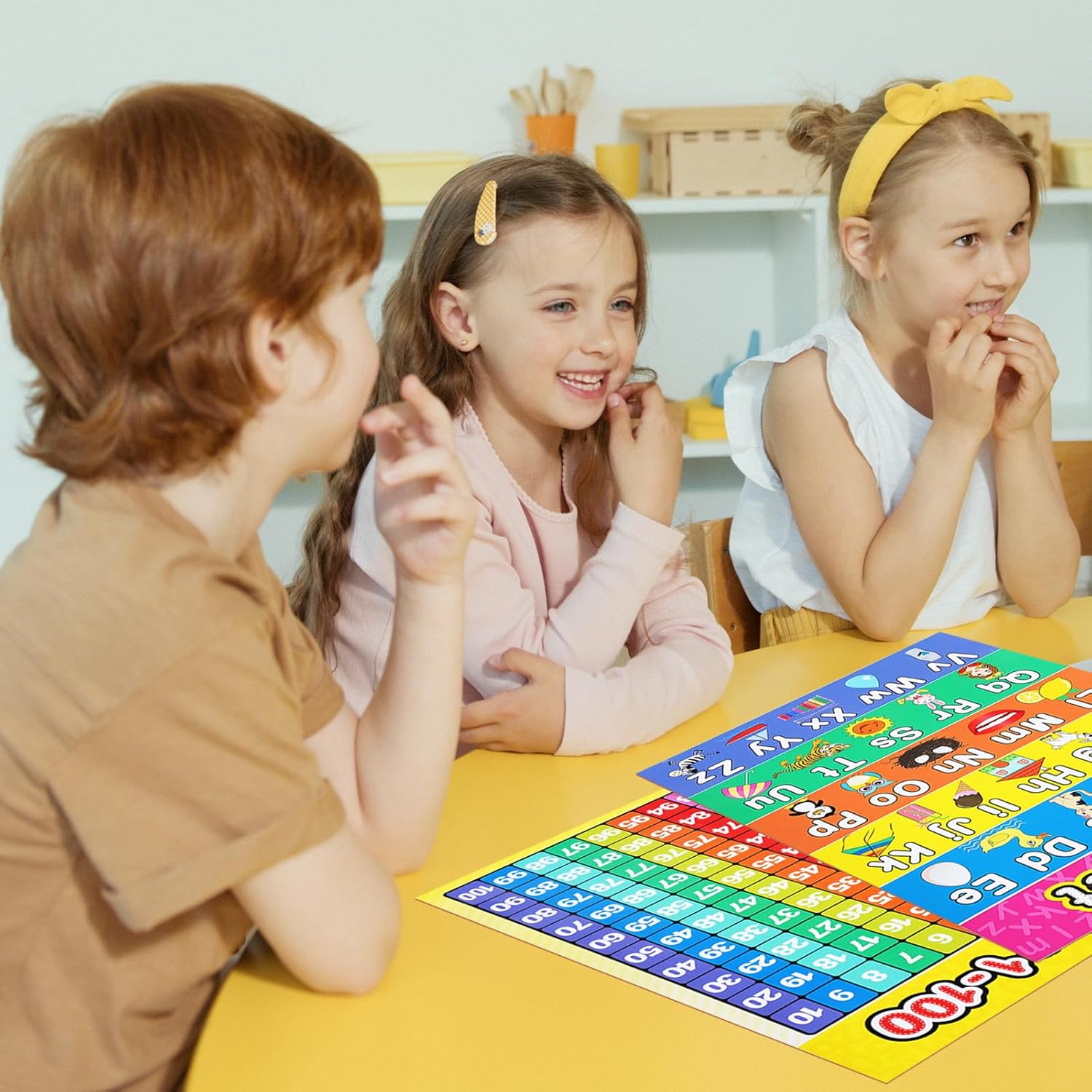 BLMHTWO 2 Pieces Educational Wall Charts Poster Number and Alphabet Posters for Kids Laminated Learning Chart for Toddlers Kindergarten Preschool Family Education,A3/17 X 12 Inch