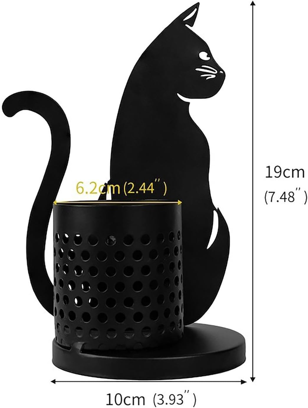 Black Metal Cat Pencil Holder - Cat Countertop Pencil Stand | Cute Metal Cat Pencil Container for Desk | Funny Black Cat Pen Storage Rack, Offices Accessory | Decorative Desk Organizer for Cat Lovers image number 3