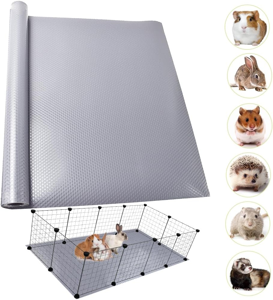 TCYPUHL Washable Guinea Pig Bedding Cage Liner Waterproof Rabbit Bedding, Easily Cut to Suit Cage and Reusable Pads for Guinea Pigs, Rabbits, Hamsters, Gerbils, and Chinchillas,18"&times;79" 2Pcs, Black Mat