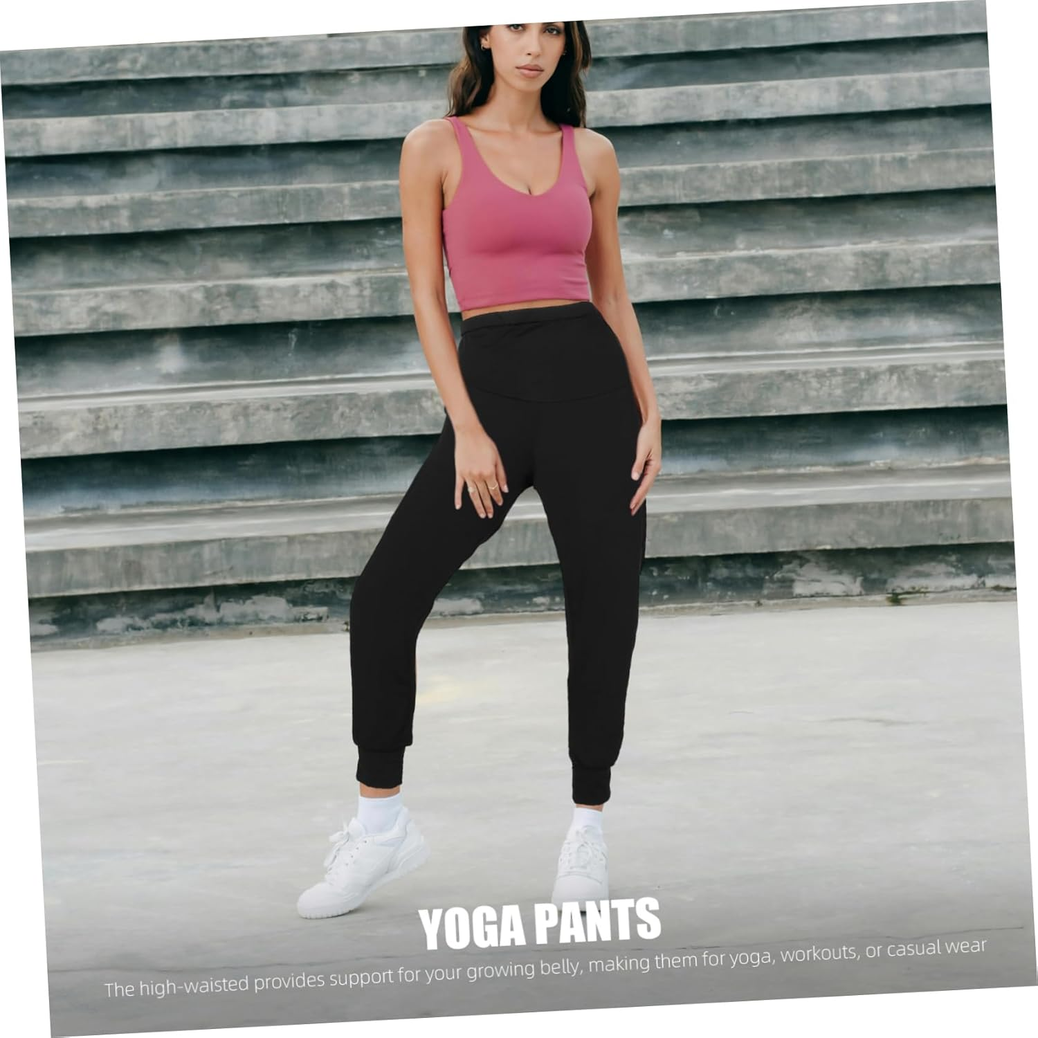 Maternity High Waisted Leggings Seamless Pregnancy Pants Breathable Summer Workout Clothes for Women Gym and Yoga Comfort Leggings Black L image number 3