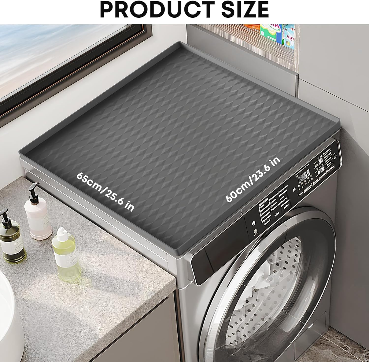Washer and Dryer Top Protector Mat, 60 * 65Cm Silicone Rubber Mat for Laudry Machine & Dryer,Non Slip Heavy Duty Waterproof Washable Top Cover Pad for Home Kitchen Laundry Room image number 1