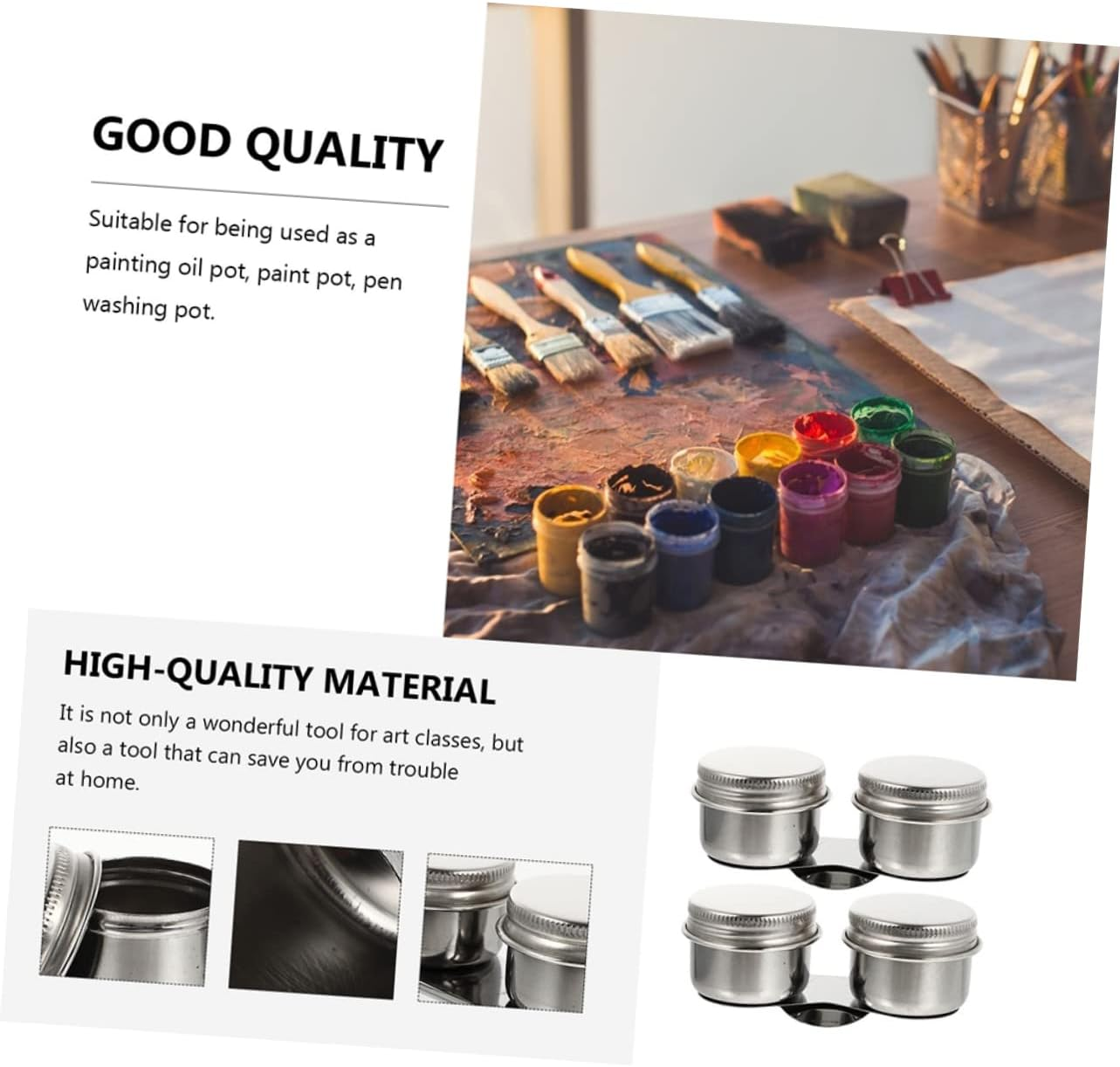 Operitacx 2Pcs Brush Washer Practical Painting Brush Cleaning Pot for Artists Oil Palette Cup Clip Compatible Turpentine Solvents Compact Design for Easy Use