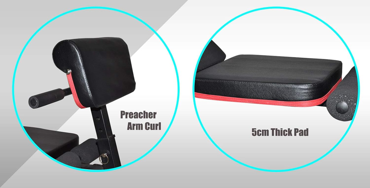 XINSPORTS Adjustable Incline/Decline Weight Bench - Multi-Function Preacher Arm Curl Bench image number 3