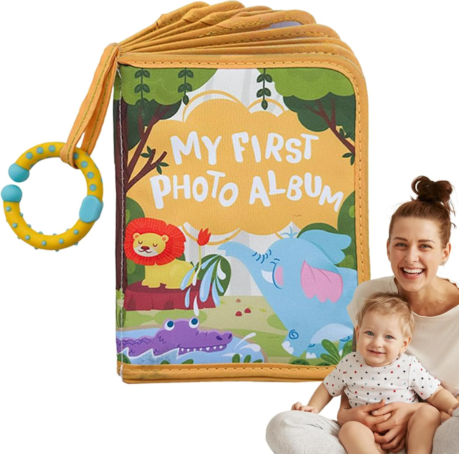 Baby Photo Album | 4X6 Inch Soft Baby First Family Album,Cute Journal with Safe Mirror Lion Pattern Scrapbook Home Decor for Mother Travel Shower image number 6