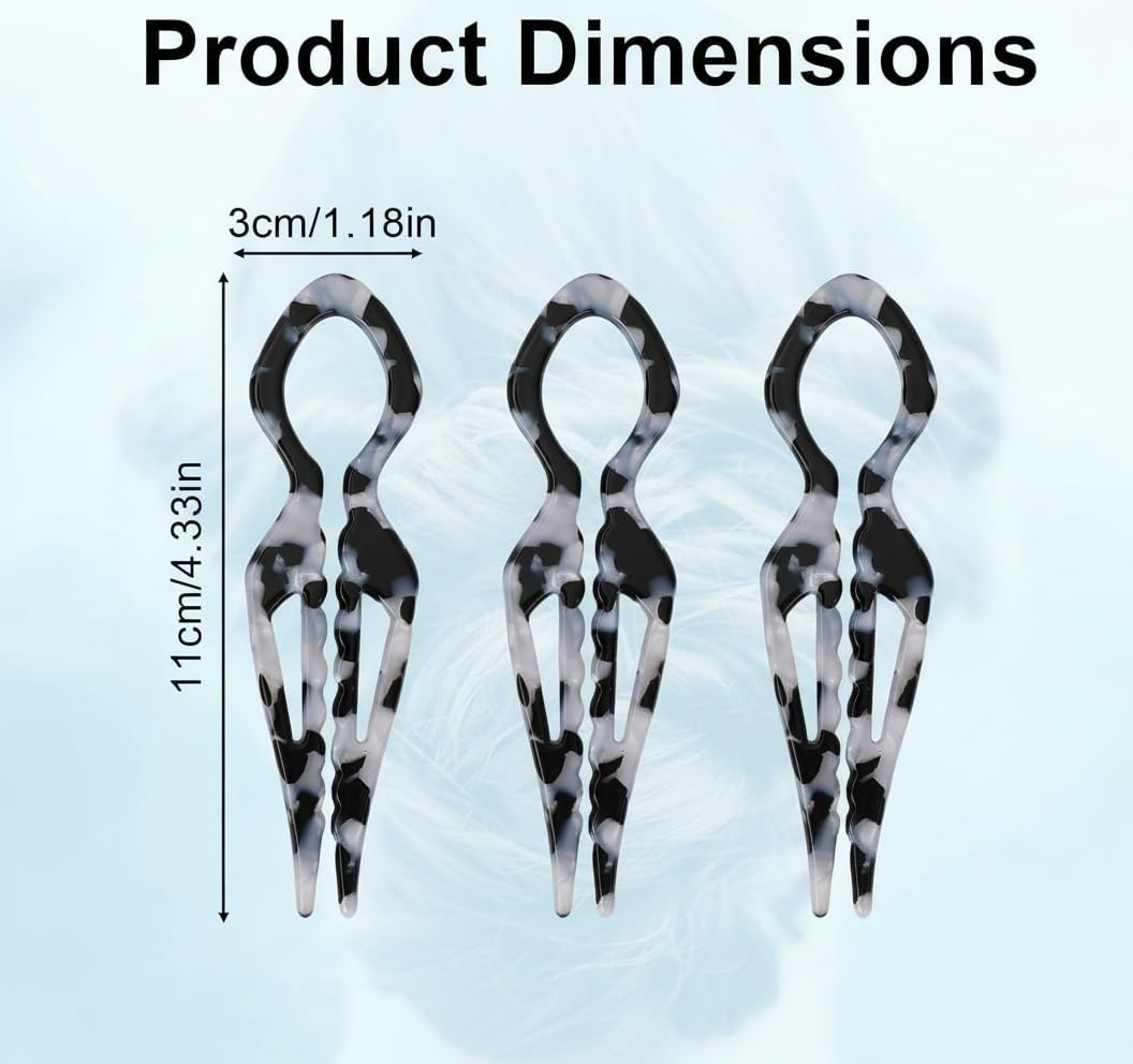 3PCS French Hair Pins for Women, U-Shaped Cellulose Acetate Hair Sticks, Non-Slip Durable Hair Forks for Bun & Updo Styling, Elegant Hair Accessories (Leopard Beige) image number 3