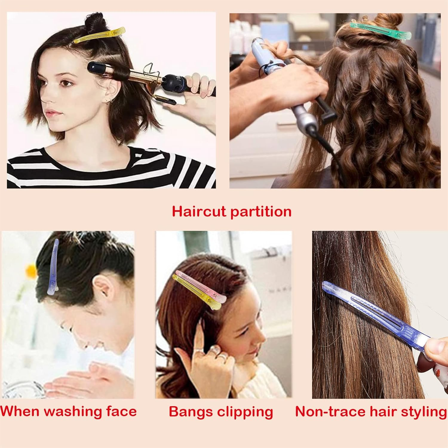 6 Pack Duck Bill Clips for Styling and Sectioning, Non-Slip with Silicone Band, No-Trace Duckbill Alligator Hair Clips for Thick & Thin Hair-Professional Salon Hair Clips image number 3