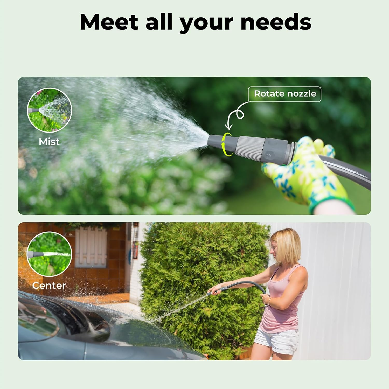 Traderight 45M Portable Water Hose Reel Holder, 1/2'', 2 Nozzle Modes, Self-Closing Water Pipe Valve, Push Cart with Stable Wheels, Garden Watering Car Washing Pet Bathing, PP PVC Material, Outside image number 6