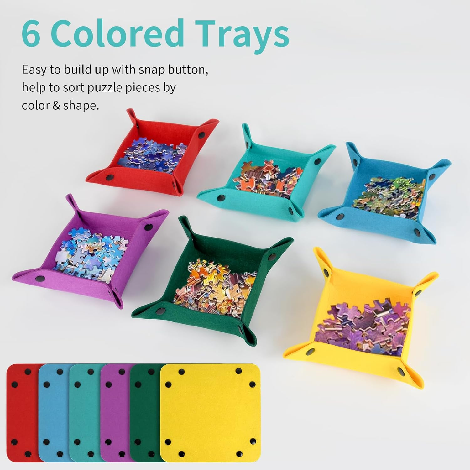 1500 Piece Foldables & Tilting Puzzle Board with 6 Colored Sorting Trays,Lightweight & Portable Puzzls Table with Built-In Stands for Angle Adjustments (1500 Pcs-Dark Gray-2) image number 2